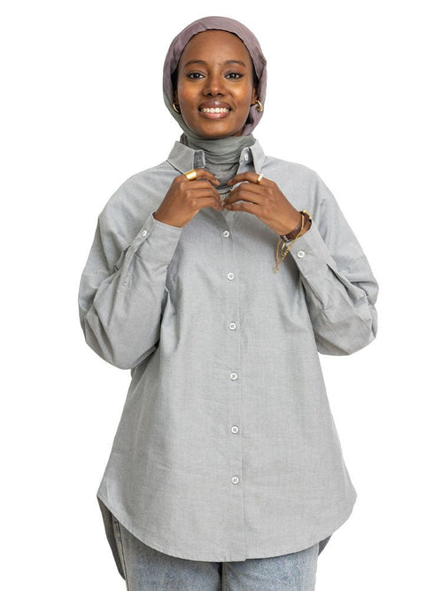Olive Oxford Over Size Shirt - Khotwh